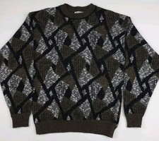 Vintage 80s 90s Le Tigre Abstract Pattern Knit Sweater Multicolor Acrylic USA