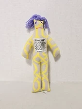 Preowned "Dammit Doll" Stuffed Plush Toy 12" Gift - Yellow Geometric Pattern