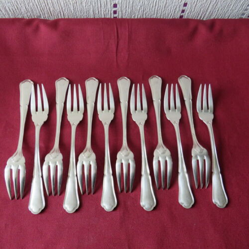 12 fourchettes à poisson en métal argenté orfèvre  D S modèle filet  - Photo 1/8