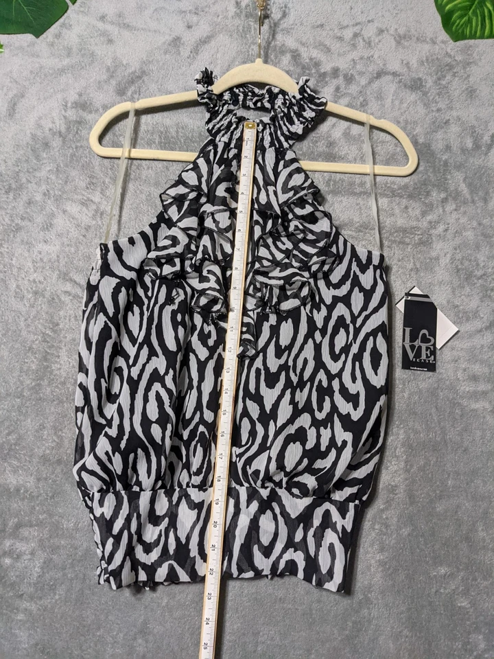 LOVE TEASE Women Halter Top Animal Print Multicolor Lightweight Lined MEDIUM - Image 2 of 4