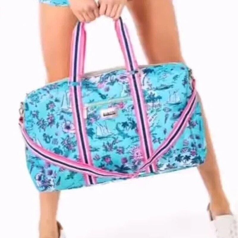 Sac Weekender Lilly Pulitzer Roadtrip - Bleu Amalfitaine à Motifs Tropicaux - Grand Format