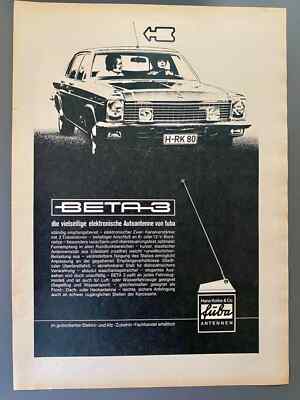 fuba Antenne Beta Opel Diplomat Oldtimer Original 1971 Vintage Advert Werbung