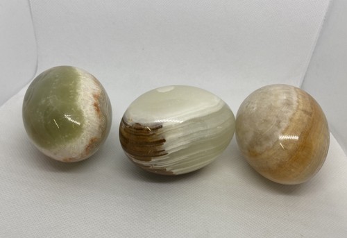 Vintage Marmor Alabaster Achat Geode Stein poliert Ei 3 Stück - Bild 11 von 12