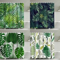  180cm 3D Leaf Plant Floral Printing Bathroom Shower Curtain Waterproof Curtain