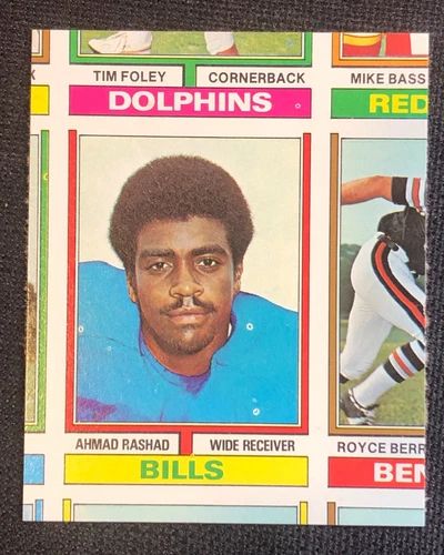 Ahmad Rashad ROOKIE RC 1974 Topps Football Card Uncut Panel Card Miscut Error