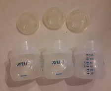 lot of 3 Philips Avent 4oz 125 ml plastic Milk Bottle w/ nipples, NO CAPS