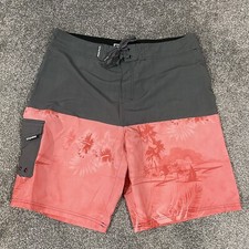 Ocean Current Men  s Wavy Surfing Swimming Trunks Size 36 Gray/Pink