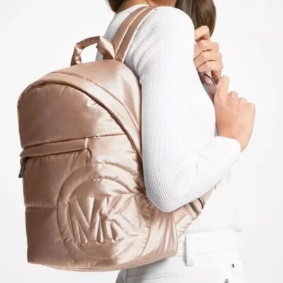Michael Kors Gray Nylon Quilted Top Handle Zipper Pockets Backpack MICHAEL KORS Rae Medium Soft Quilted Backpack Polyester  main image 3