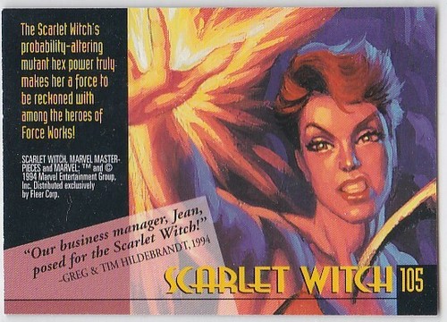 N) 1994 Marvel Masterpieces Comics Trading Card Scarlet Witch #105 - Picture 2 of 2