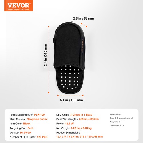 Red Light Therapy for Foot 660nm & 850nm Red Light Therapy Slipper 120 LEDs - Picture 7 of 12