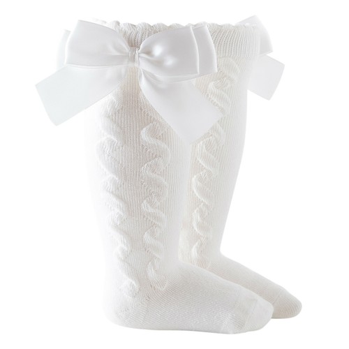 Toddler Baby Kids Girls Knee High Long Socks Spanish Ribbon Bow Cotton Stockings - Picture 13 of 19
