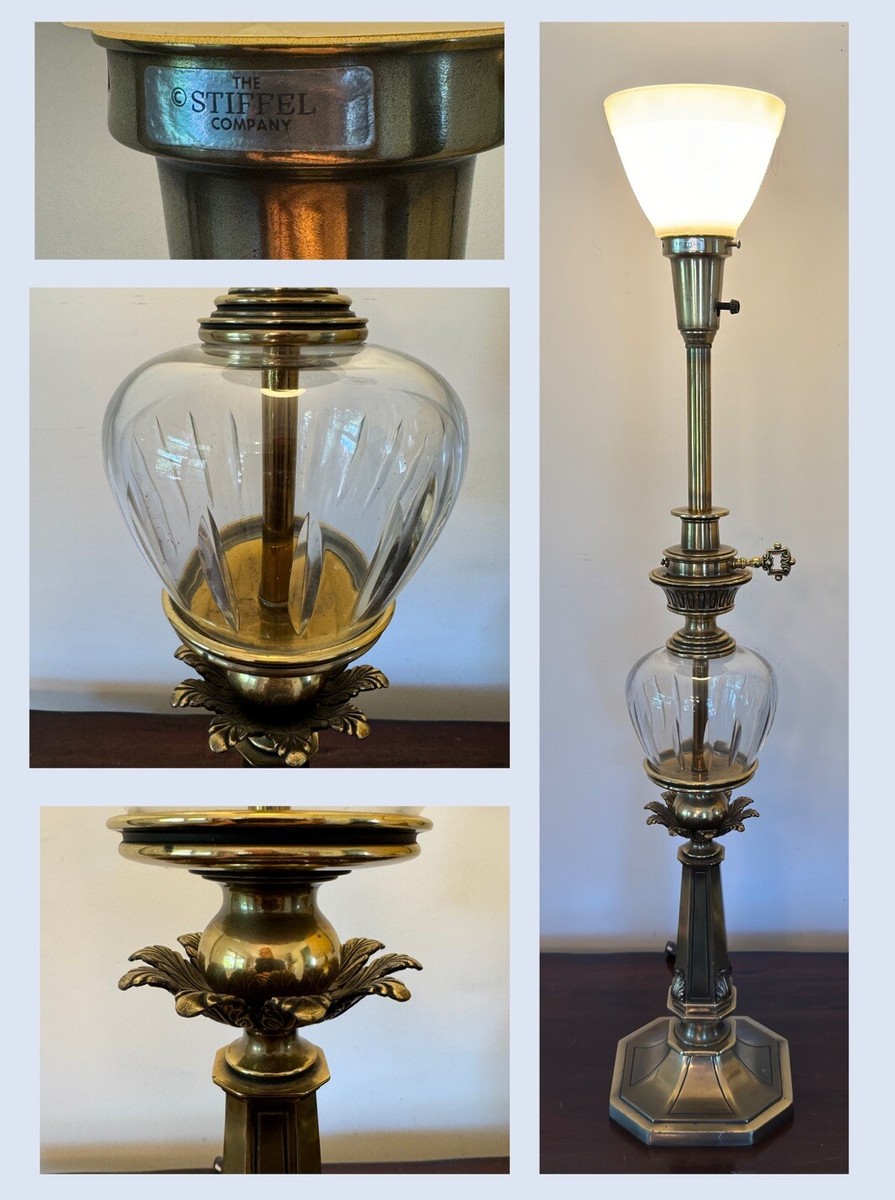 Vintage Stiffel Brass Torchiere Table Lamp