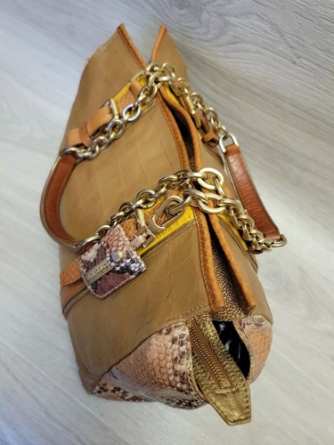 Rare Longchamp Bag More Is More Snake Croc Embossed Calfskin Leather Chains - Picture 4 of 12