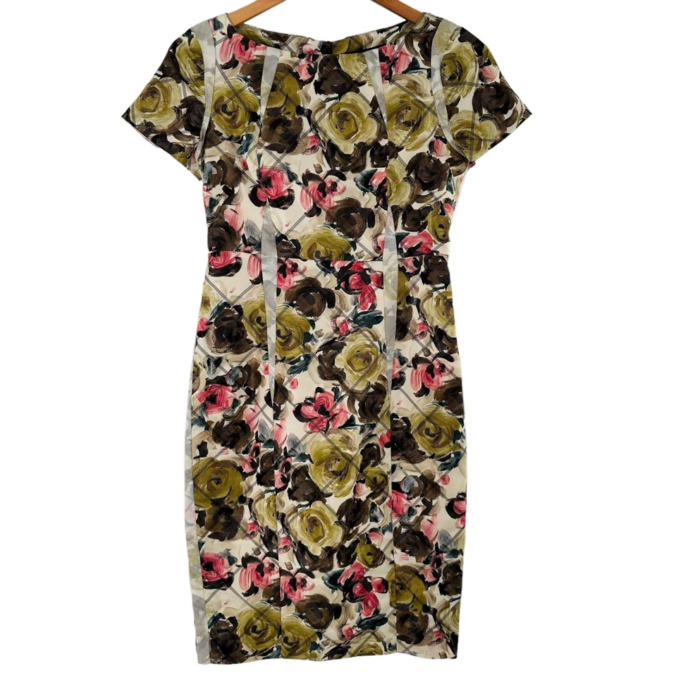 Vestido Vaina THAKOON Inside-Out Estampado Rosa Seda ASO Michelle Obama Talla 2 Foto 4 de 4