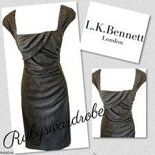 L K Bennett ‘Tina’ Black/white wool Tweed Office Work Business Dress UK 10