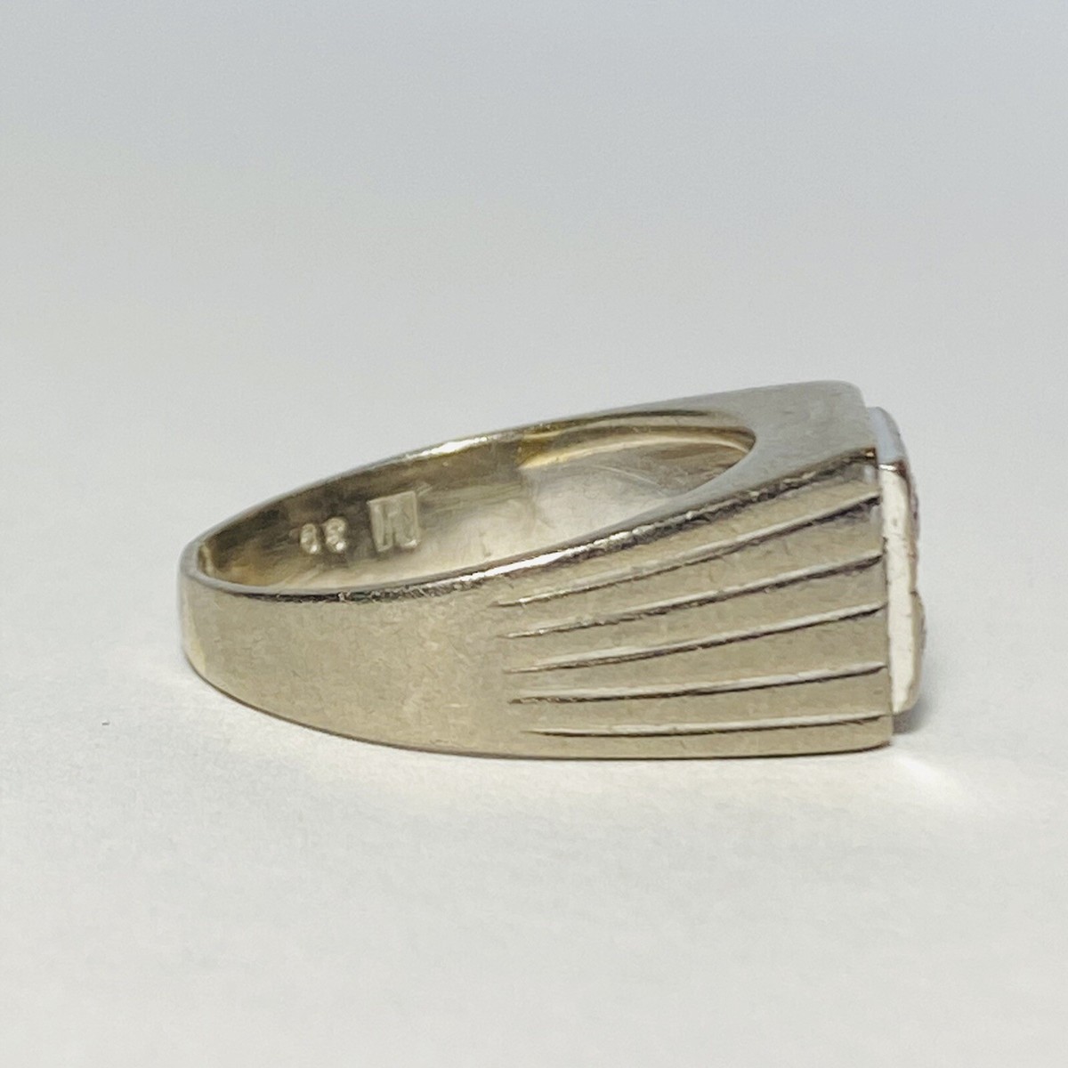 Vintage 18K White Gold 0.39ctw Diamond Size 8 Men's Signet Pinky