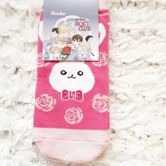 Nuevo con etiquetas Calcetines Ouran High School Host Club Logo No-Show Rosa 1 Par Foto 2 de 3