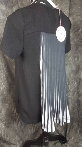 Umgee Top Size S M L Solid Black Pleated White Goth Whimsigoth Tunic Womens New - Picture 4 of 5