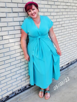 Eloquii Aqua Blue TIE FRONT Maxi Dress Sz18 | eBay Eloquii Aqua Blue TIE FRONT Maxi Dress Sz18 | eBay