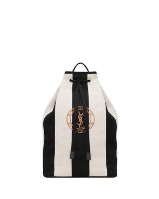 SAINT LAURENT Rive Gauche $2150 Black/Crema Soft Sling Bag New & Authentic