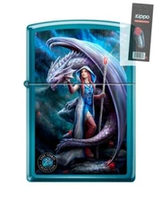 Zippo 68533 Anne Stokes Lady with Dragon Sapphire Blue Lighter + FLINT PACK