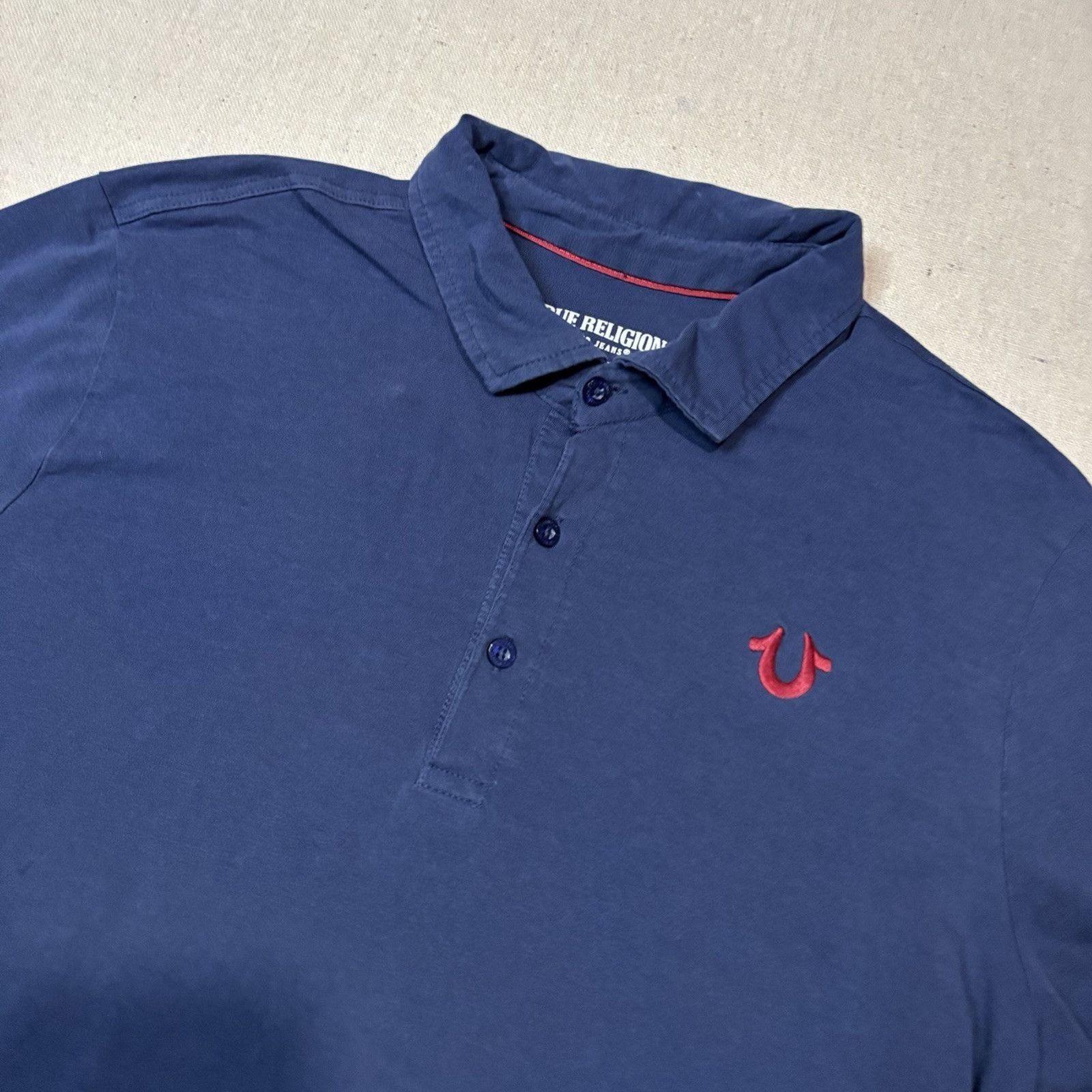 True Religion Mens Polo Shirt Short Sleeve Size Medium Color Blue Golf