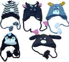 Child/Tween Size Winter/Cold Weather Acrylic Knit Animal Hat/Cap Fleece Lined