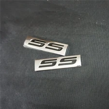 2x Silver SS Chrome Black Metal Sticker Badge Emblem Decal Car AWD Engine Motors