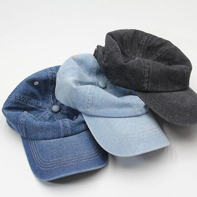 Denim Baseball Cap Sommer Verstellbar Baumwolle Uni Kappe Modisch Premium Retro