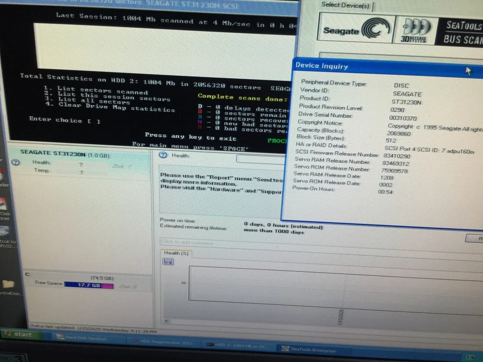 NEW= SEAGATE  9B1003-026 ,  ST31230N  1.2gb SCSI drive , 50Pin ,= Test-PASS - Image 2 of 4