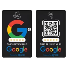 Google NFC & QR Code Tap Card BLACK - Programmable with your Google Review Link