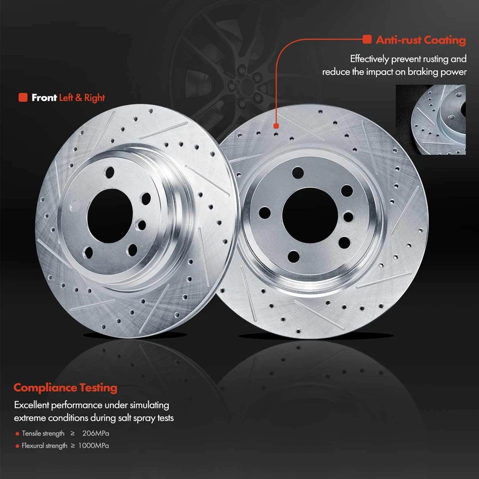 Drilled Brake Rotors + Ceramic Brake Pads for BMW 335i F30 2012-2015 328i Rear - Image 4 of 4