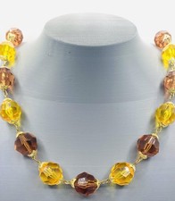 Vtg Lucite Plastic Translucent Yelloworange Faceted Bead Made In Germany 12In E3