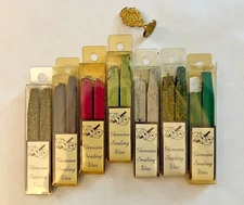 16 Sealing Wax Sticks & Rose Flower Stamp (14 Partly Used Sticks Of Sealing Wax)