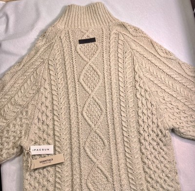 ESSENTIALS Fear Of God Cable Knit Turtle Neck Sweater - WHEAT (Large)
