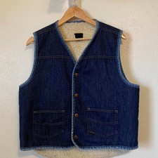 Vintage 70s Sears Roebucks denim sherpa Lined West Workwear Vest