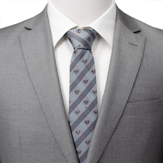 Corbata a cuadros gris DC Superman para hombre Foto 2 de 4