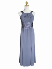 Davids Bridal Women's Gray Satin Trim Sleeveless Maxi Bridesmaid Dress Size 8