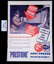 1940 EVEREADY PRESTONE ANTI-FREEZE One Shot Lasts All Winter! Print Ad 52022
