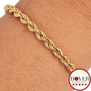 Estate 14K Yellow Gold 7" Rope Chain Bracelet 3.7 Grams NR