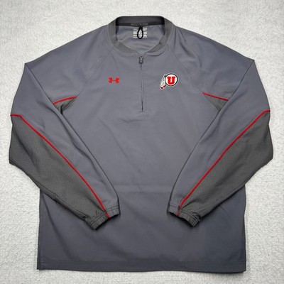 Utah Utes NCAA Jacket 1/4 Zip Pullover Gray by Under Armour Loose Men's Size L