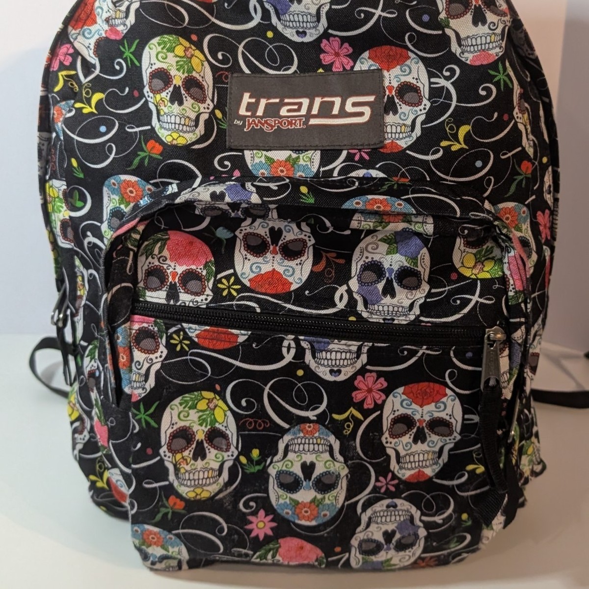 Jansport Superbreak Fiesta Skeleton Skull Guitars Dia De Los Muertos Backpack Backpack School Day of the Dead Woman Backpack Día De Los  main image 2