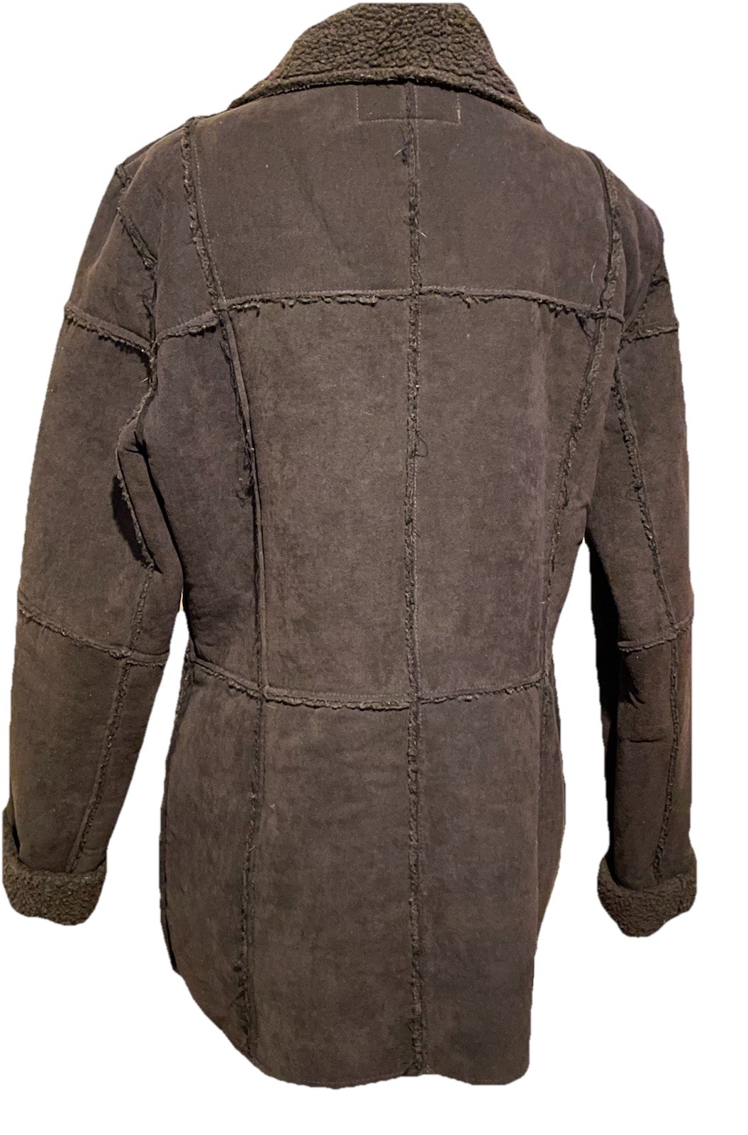 L.E.I. Coat Patchwork Shearling Button Down Faux … - image 6