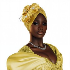 Flower Headwear Women Turban African Nigerian Wedding Hat Bonnet Headtie Aso Oke