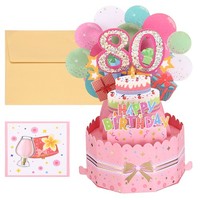 80. Geburtstagskarte, Pop-Out Geburtstagskarte Lustige Karte 3D, Pink