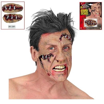 SCHNITTWUNDE LATEX WUNDE genäht Makeup Narbe Halloween Horror Party Kostüm 09709