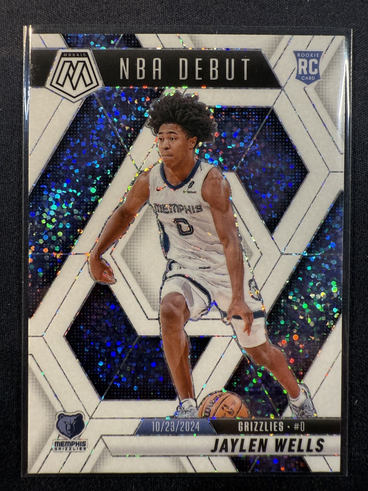 2024 Mosaic White Sparkle Prizm #260 NBA Debut Jaylen Wells RC Memphis Grizzlies