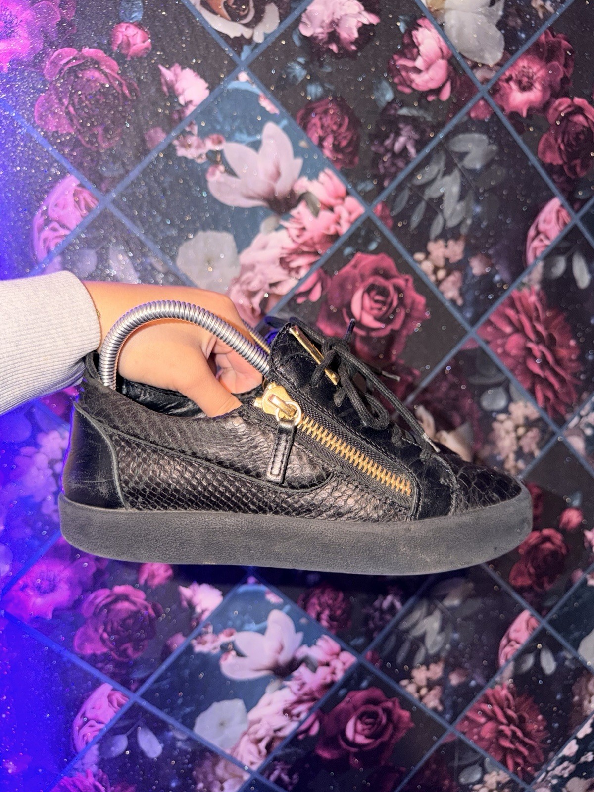 Giuseppe Zanotti Frankie Black Python Leather Gol… - image 12