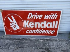 Vintage Kendall Motor Oil Gasoline Metal Gas Horizontal Sign 71”x35” Wood Frame