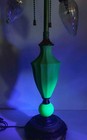 Victorian Jadeite Uranium Lamp Base Brass?Bronze? 22" tall Finial Included Works — photo 9
